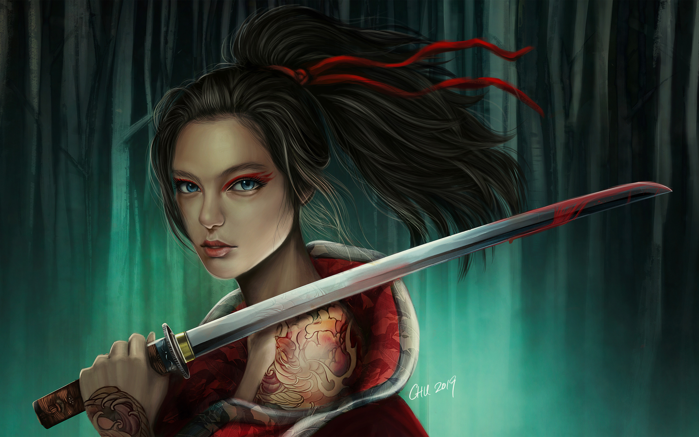 2880x1800 Warrior Girl With Sword 4k Macbook Pro Retina ,HD 4k ...