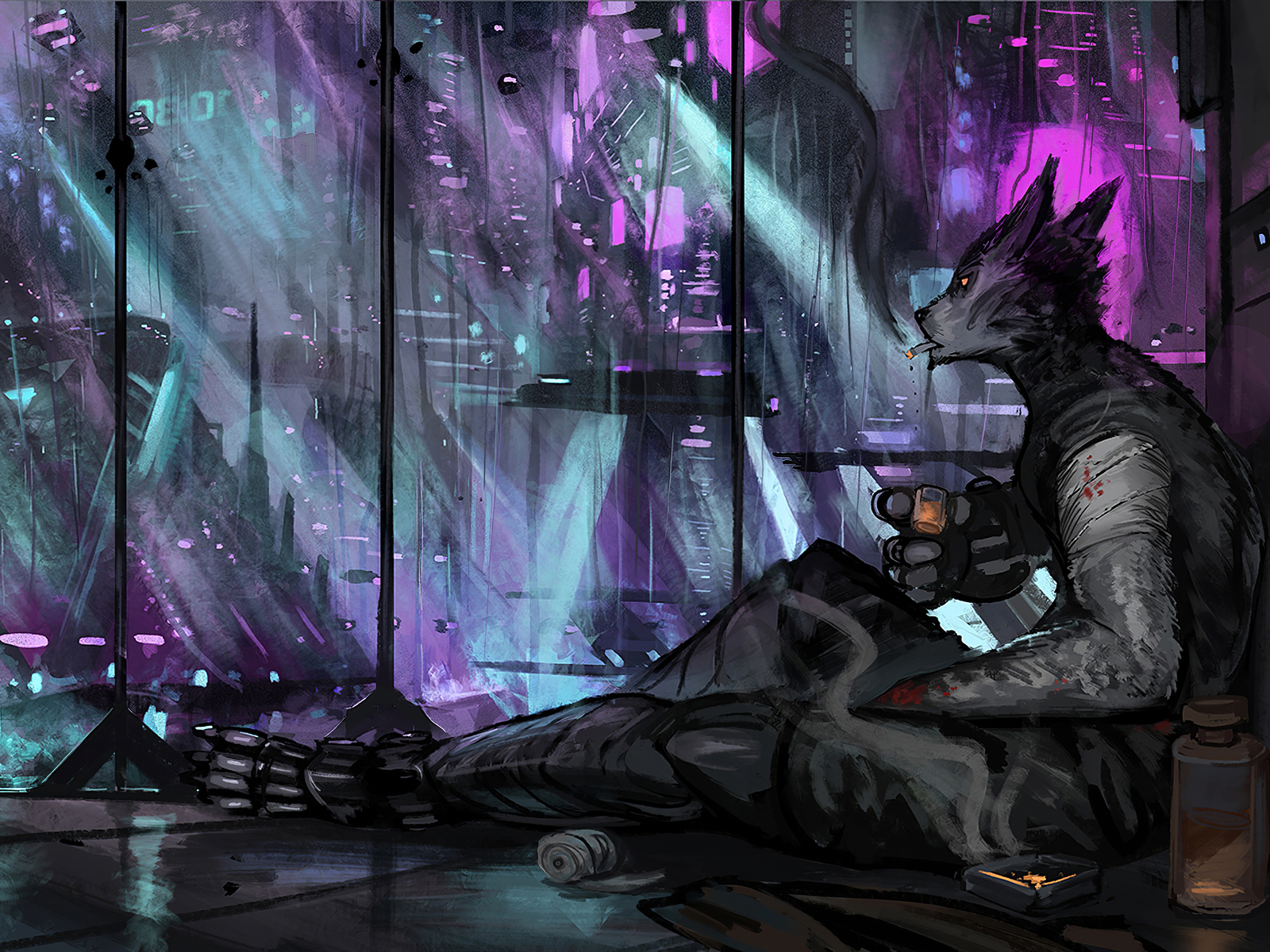 anime, cyberpunk, wallpaper, futuristic city, rain