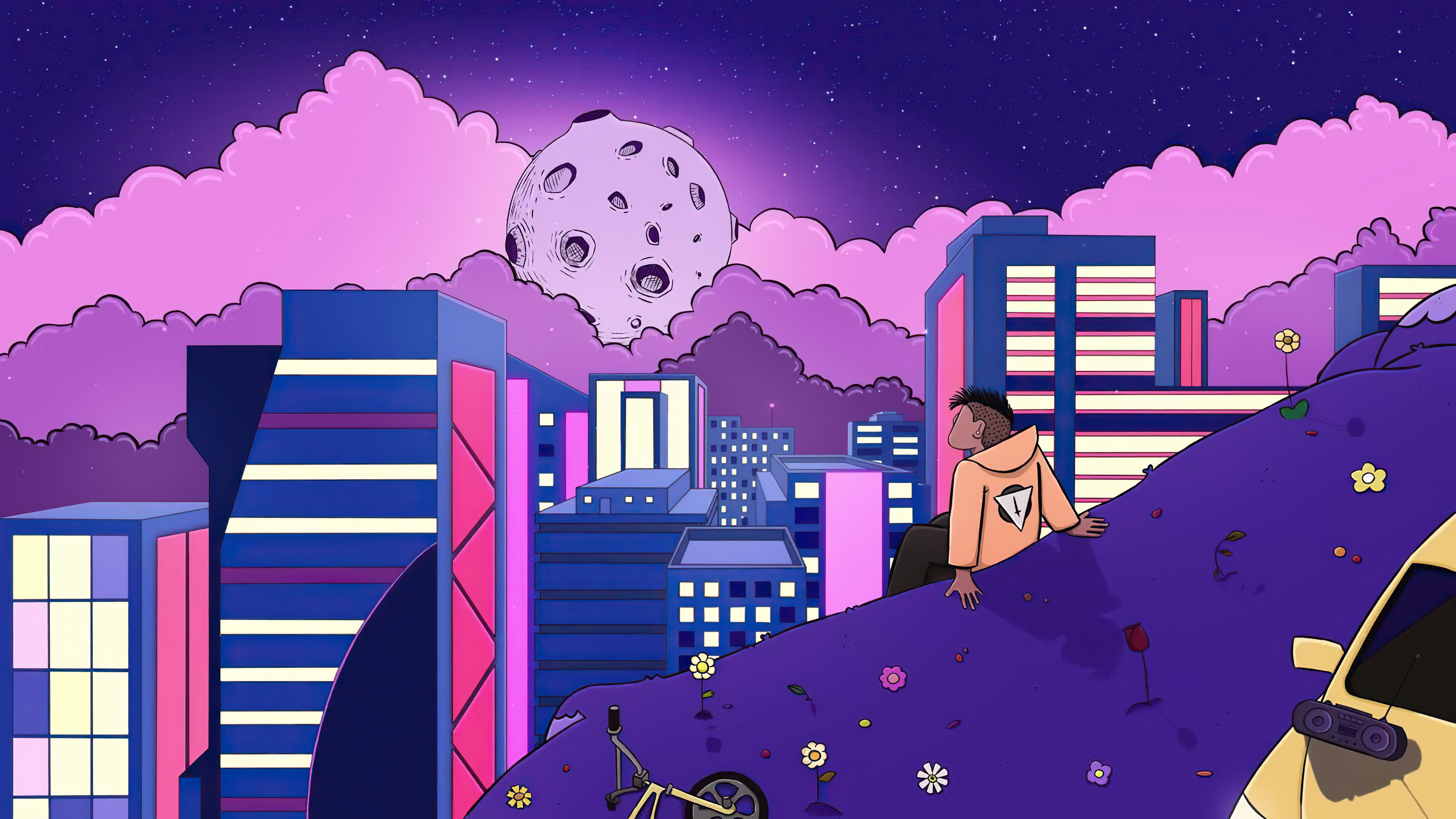 3840x2160 Watching The Lofi Moon 4k 4k HD 4k Wallpapers, Images, Backgrounds,  Photos and Pictures