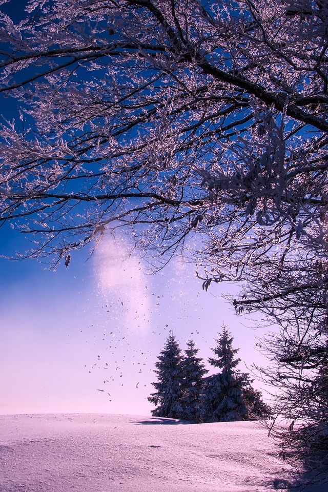 640x960 Winter Snow Sunset Dusk Sky Clouds Landscape iPhone 4, iPhone ...