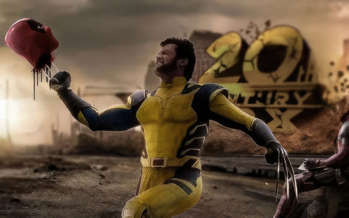 1440x900 Wolverine Faces Deadpool Slicing Through Chaos Wallpaper ...