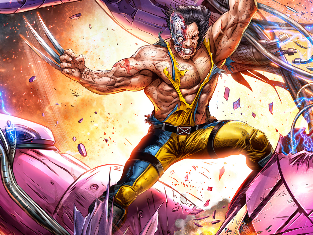 1024x768 Wolverine Vs Sentinel Artwork 5k Wallpaper,1024x768 Resolution ...