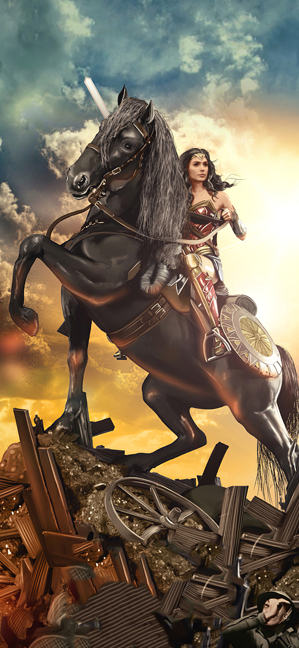 1242x2688 Wonder Woman On Horse Iphone XS MAX HD 4k Wallpapers, Images ...