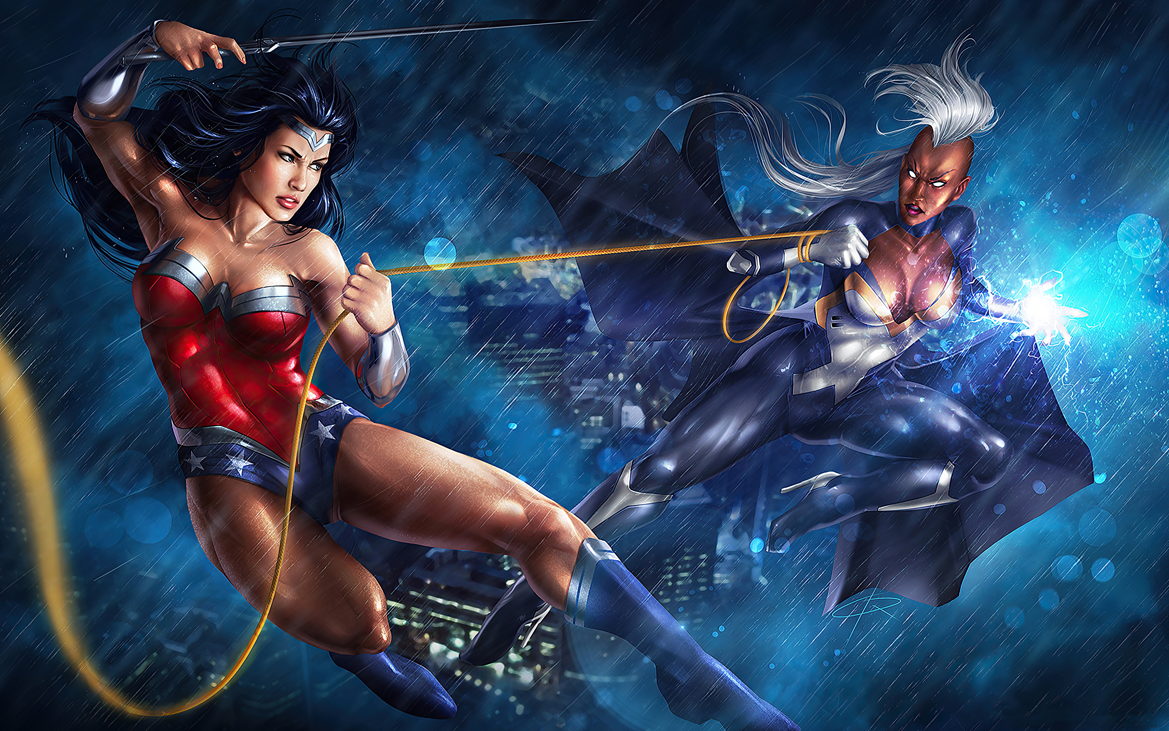 Wonder Woman Vs Storm In 3840x2400 Resolution. wonder-woman-vs-stor...