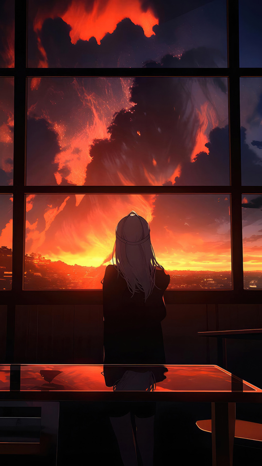 540x960 Worlds Beyond Glass Anime Girl Window View Wallpaper,540x960 ...