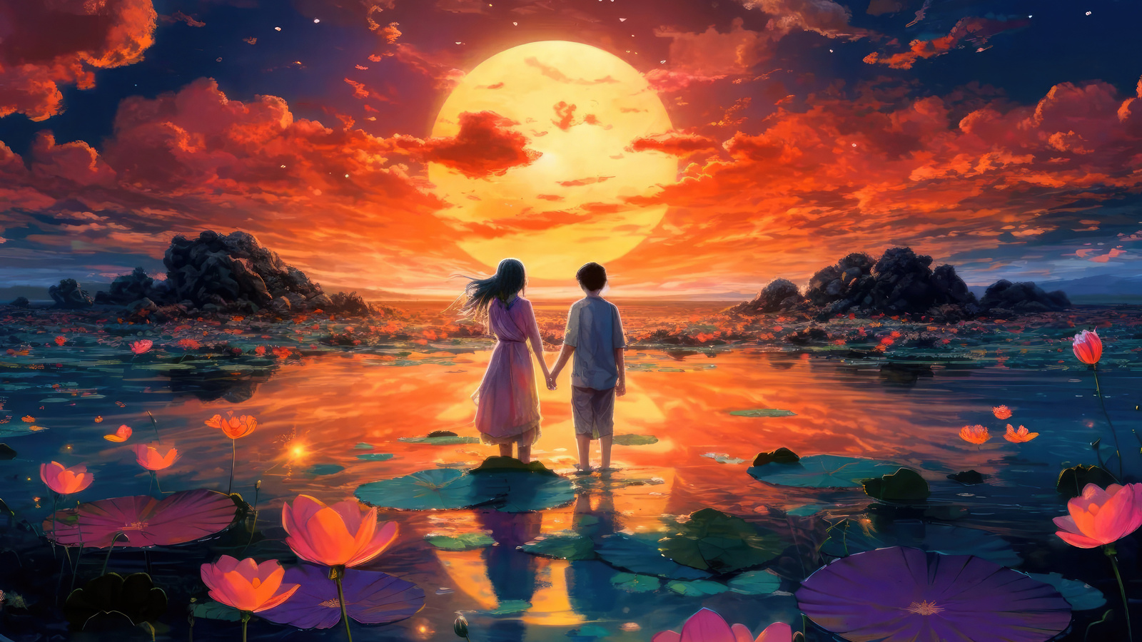 1600x900 You And Me Watching Sunset 4k Wallpaper,1600x900 Resolution HD ...