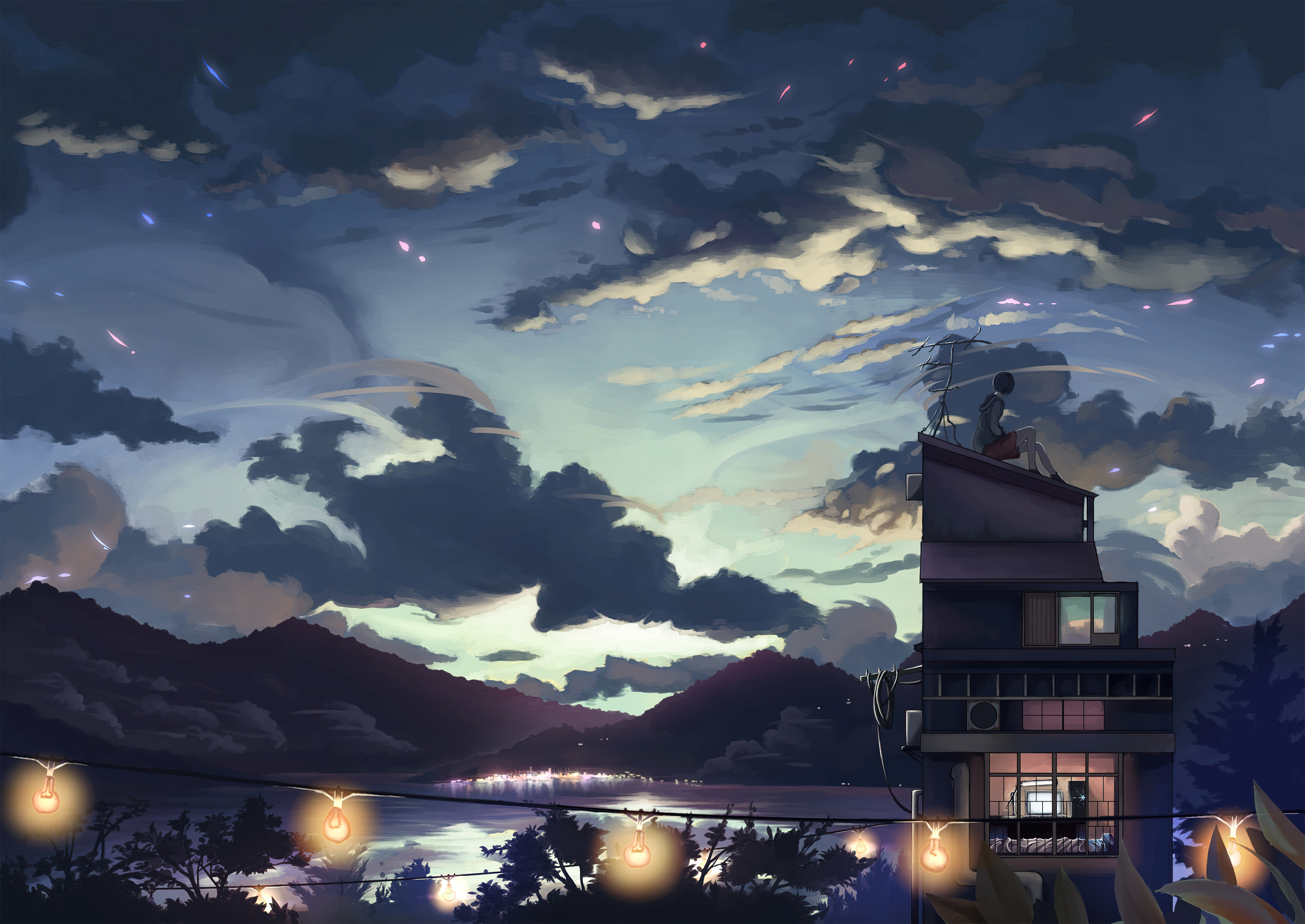 1024x768 A Cloudy Evening Anime Girl Sitting Rooftop 4k 1024x768 Resolution  HD 4k Wallpapers, Images, Backgrounds, Photos and Pictures