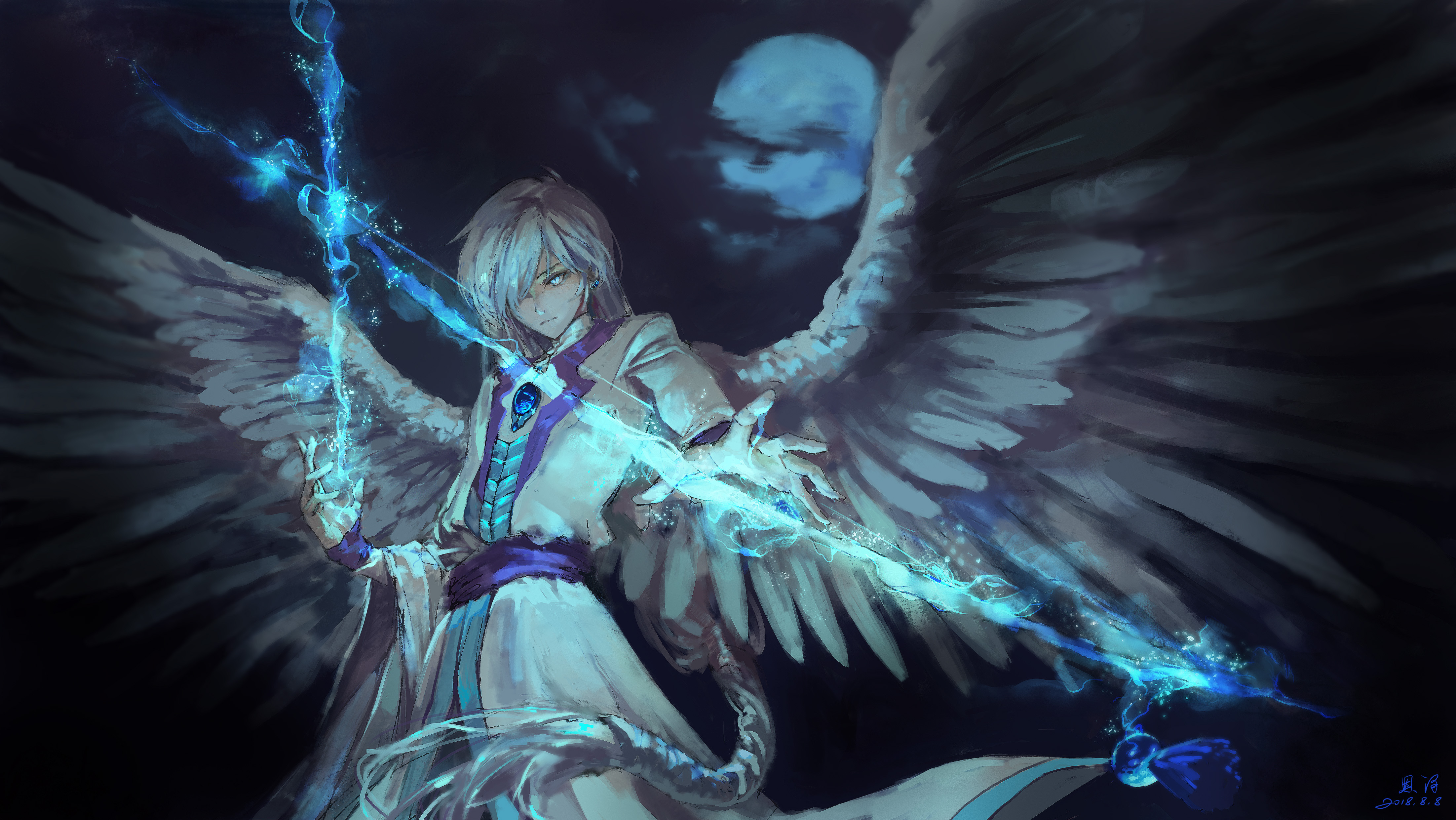 Blue Haired Anime Boys with Angel Wings - wide 8