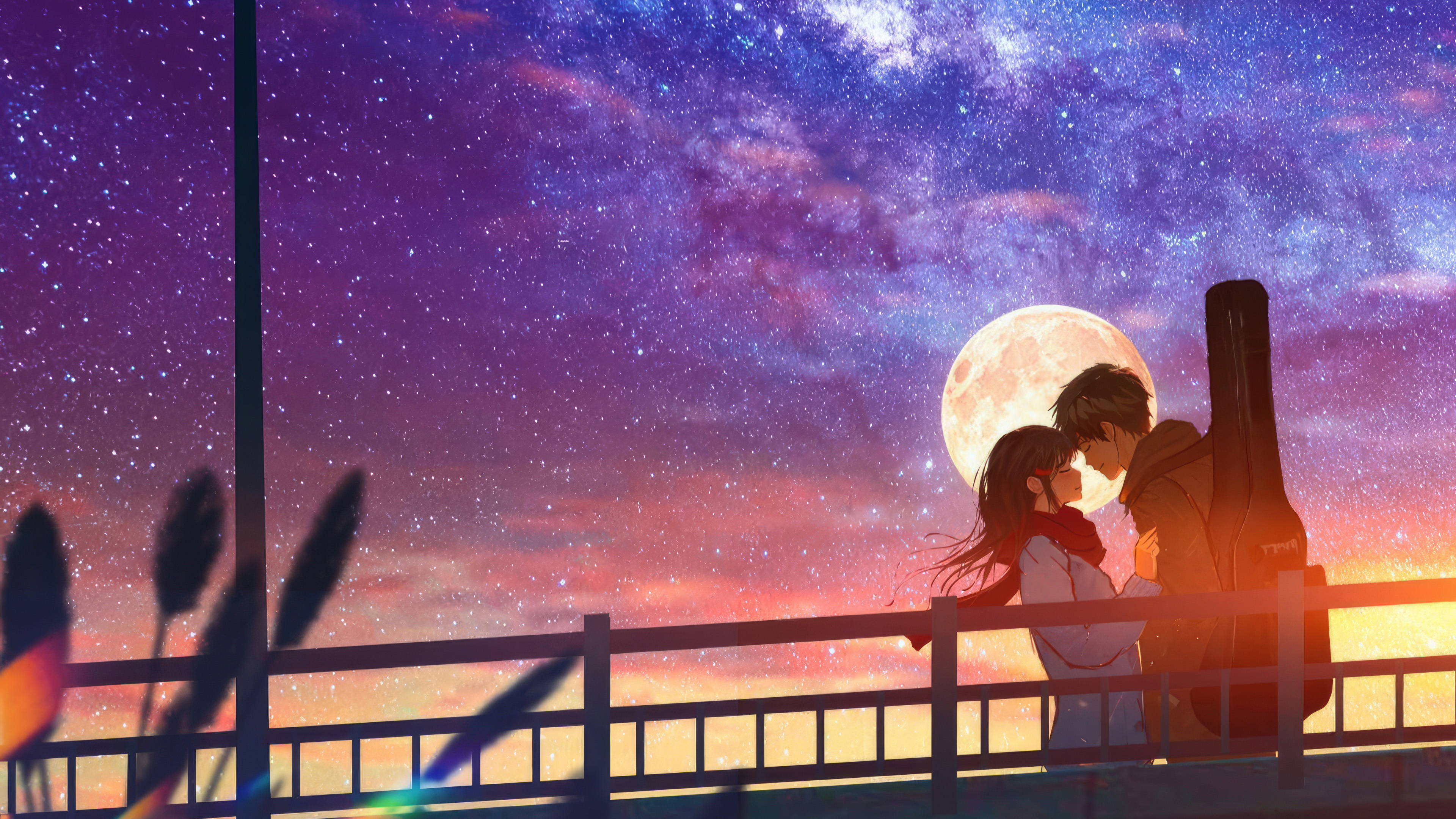 Anime Couple Looking At Each Other In The Trees Background, Cute Love Anime  Picture Background Image And Wallpaper for Free Download