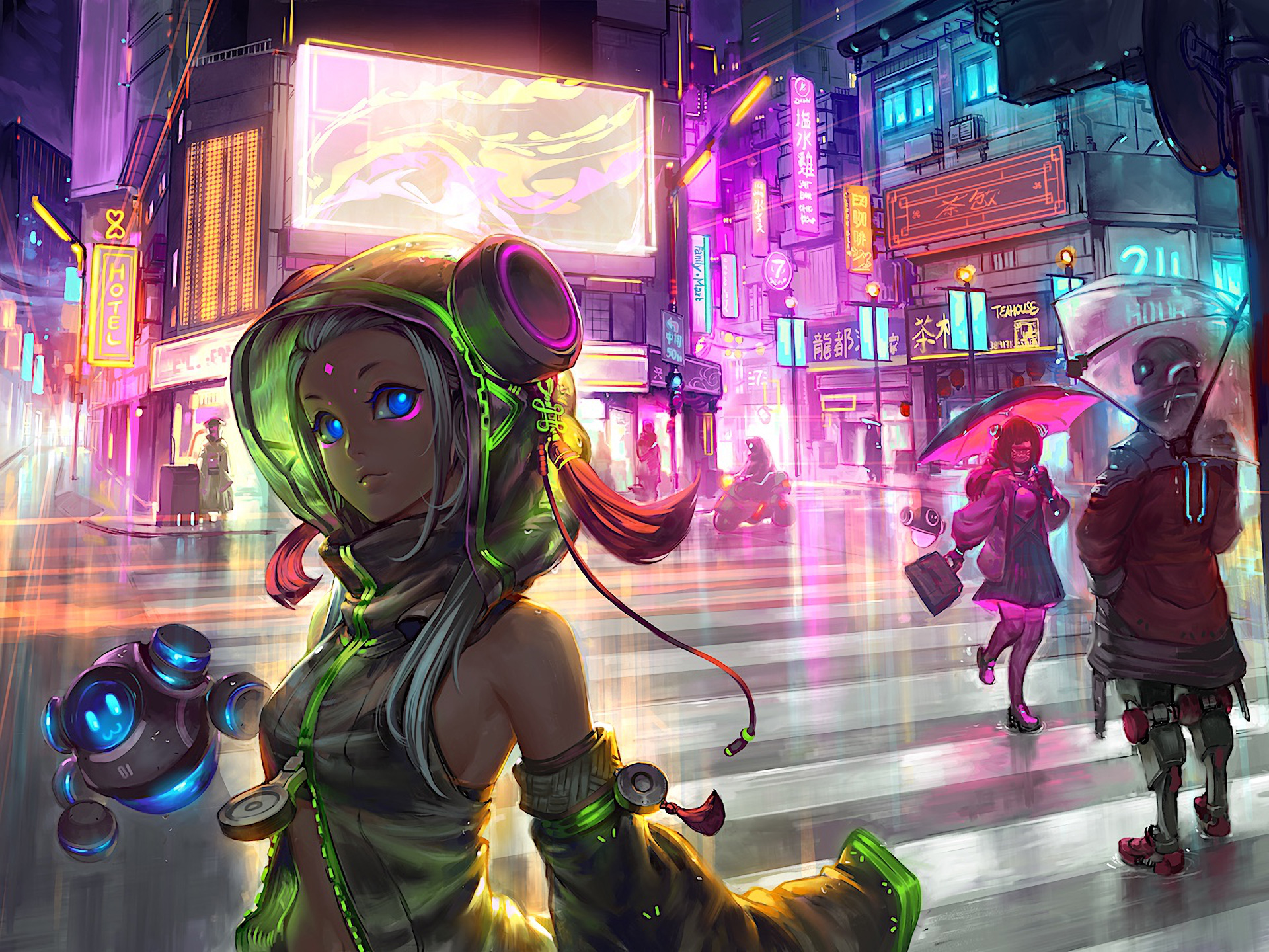 Anime, City, Cyberpunk, HD wallpaper