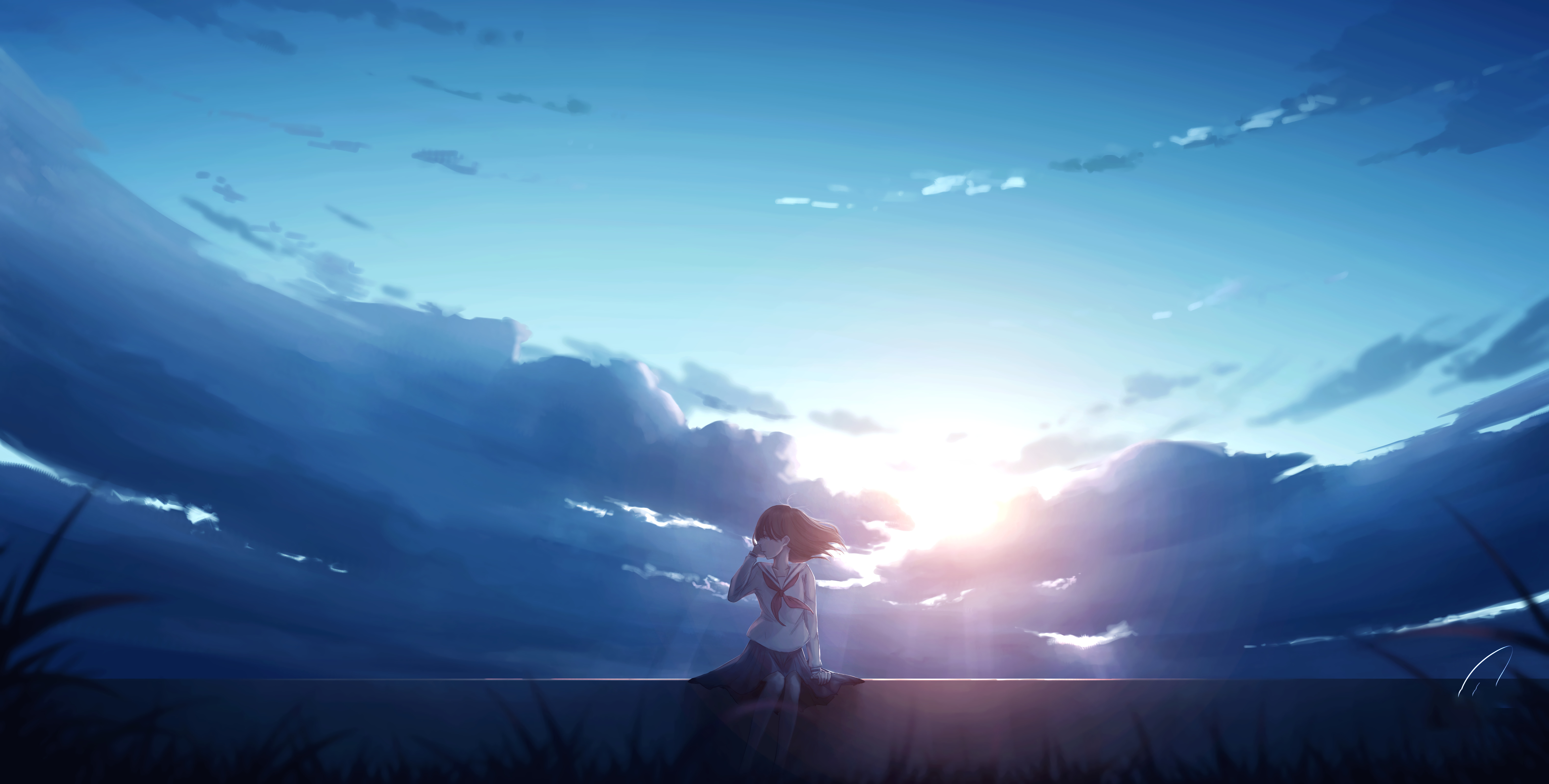 Anime Girl Alone Sitting, HD Anime, 4k Wallpapers, Images, Backgrounds,  Photos and Pictures