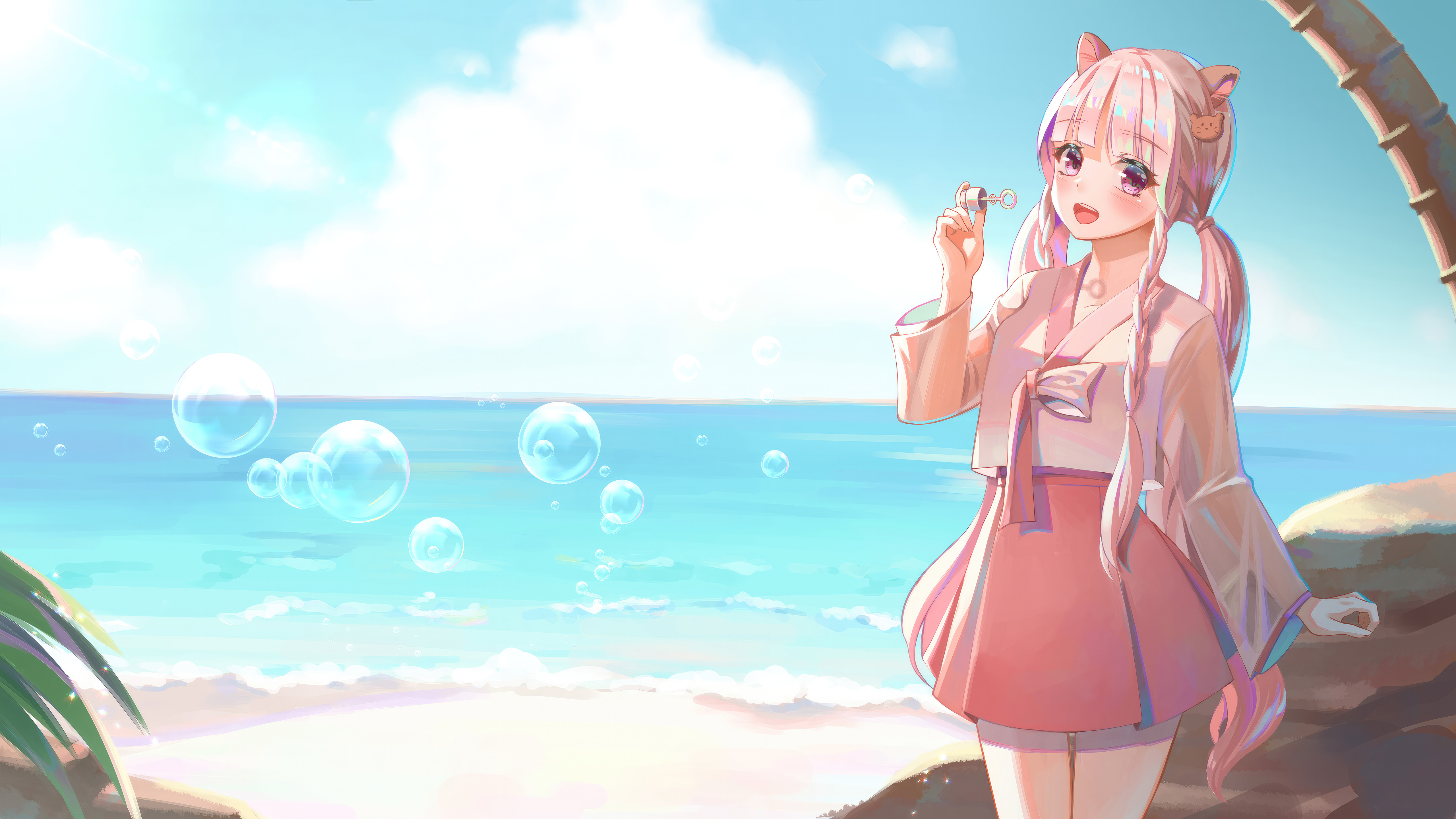 Colorful City Anime Girl Blowing Bubbles Wallpaper,HD Anime Wallpapers,4k  Wallpapers,Images,Backgrounds,Photos and Pictures