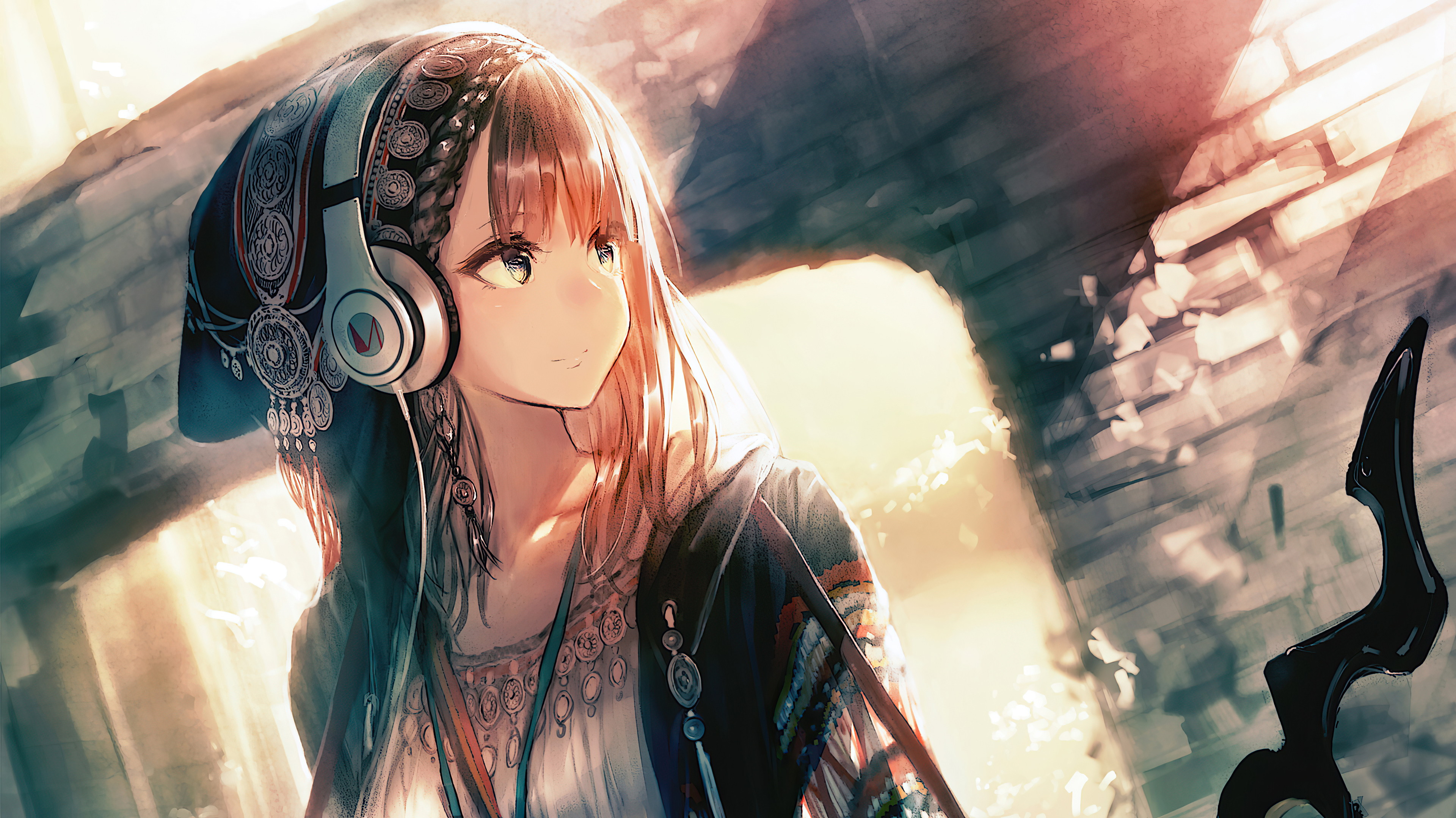 Download Tomboy Anime Girl With Red Headphones Wallpaper  Wallpaperscom