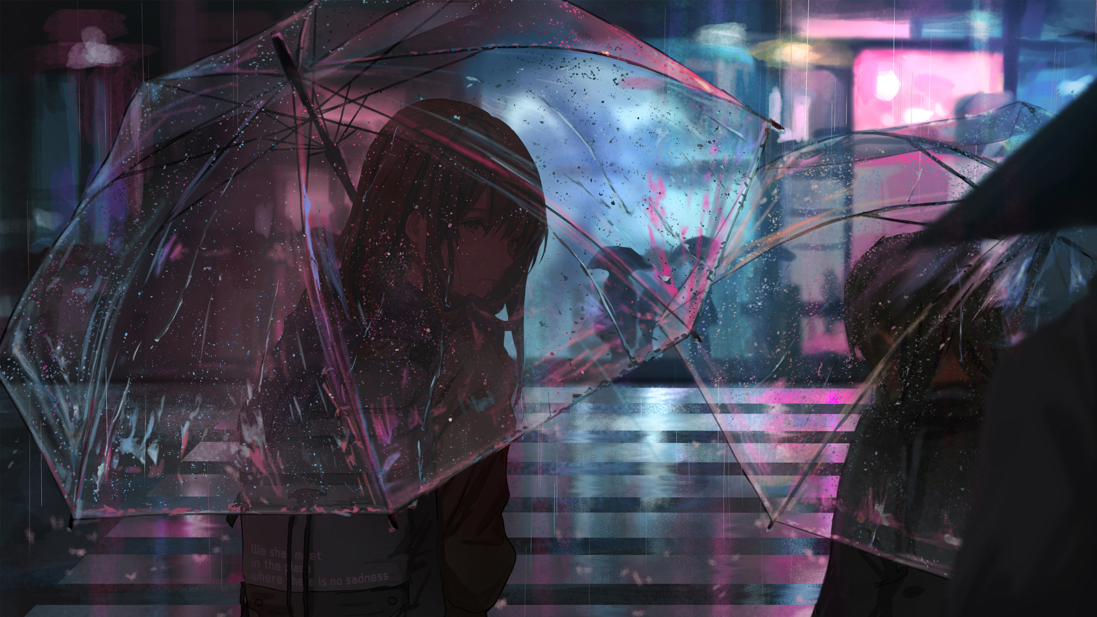 Anime Girl With Umbrella In Rain Wallpaper gambar ke 11