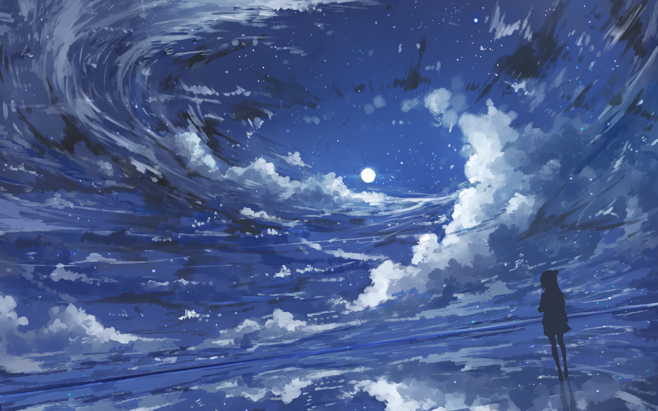 Anime Night Sky Moon Wallpapers  Top Free Anime Night Sky Moon Backgrounds   WallpaperAccess