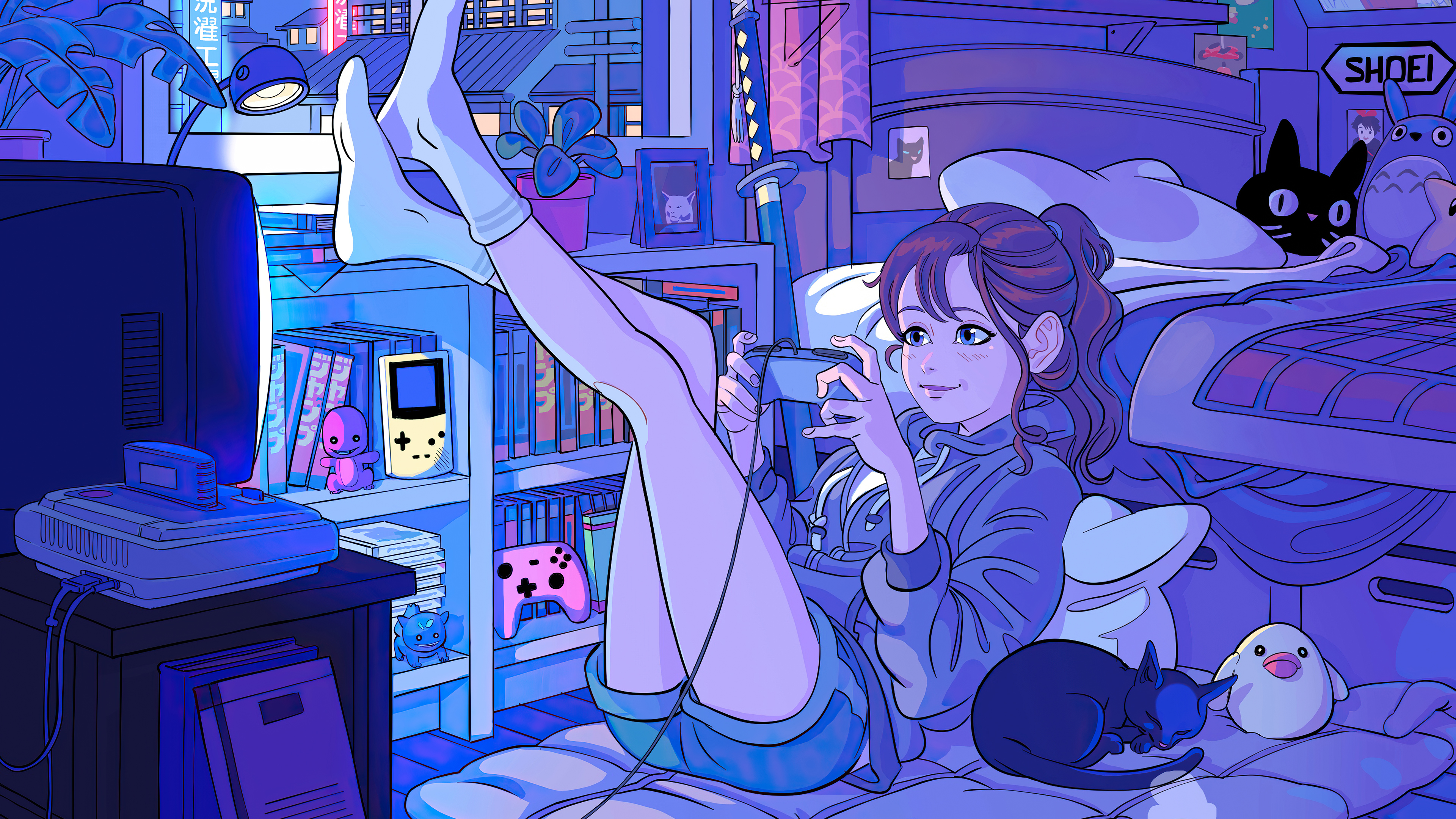 Anime Girl Playing Games In Her Room HD Anime 4k Wallpapers Images  Backgrounds Photos and Pictures