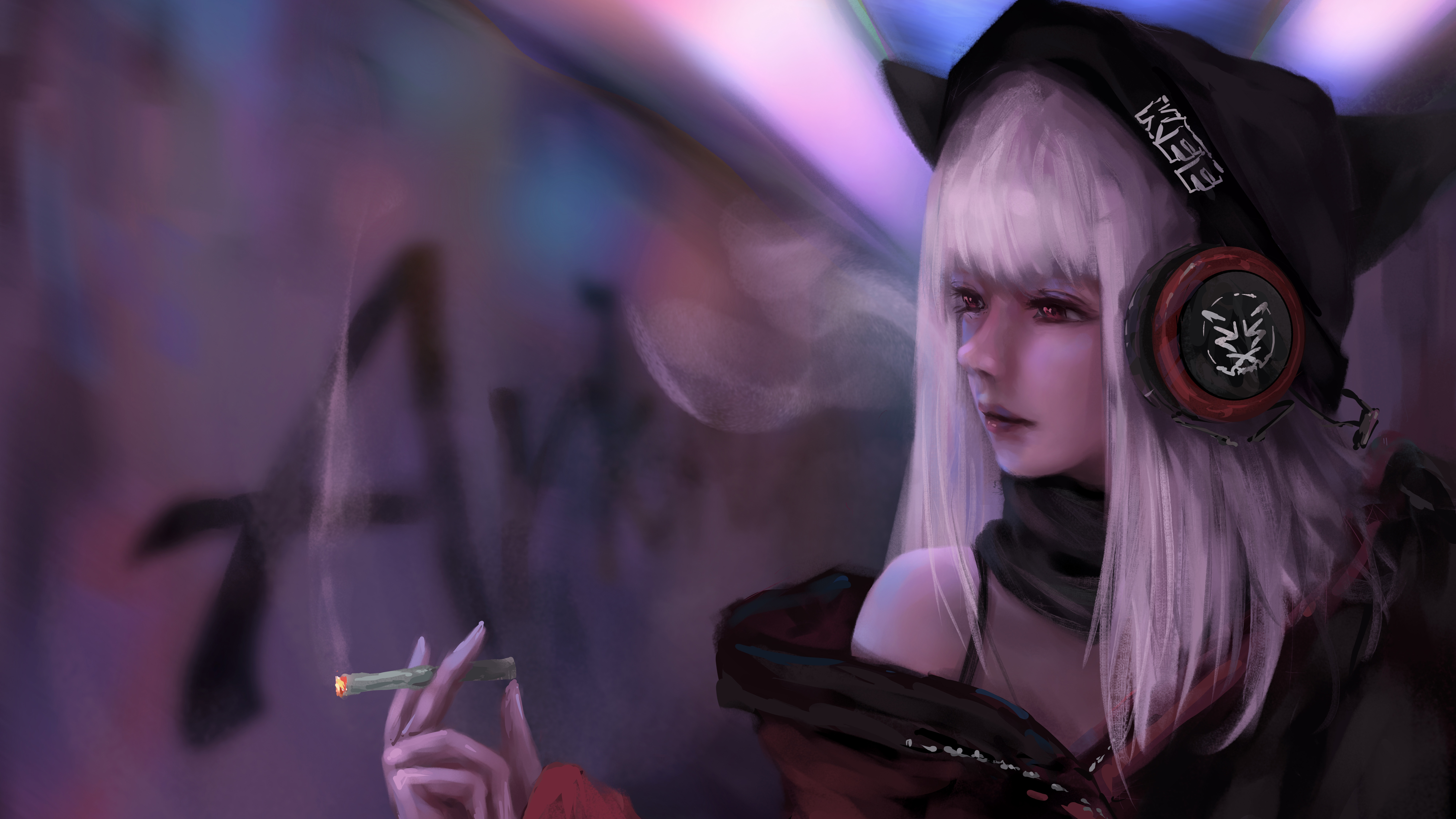 Anime Girl Smoking And Listening Music 8k, HD Anime, 4k Wallpapers, Images,  Backgrounds, Photos and Pictures