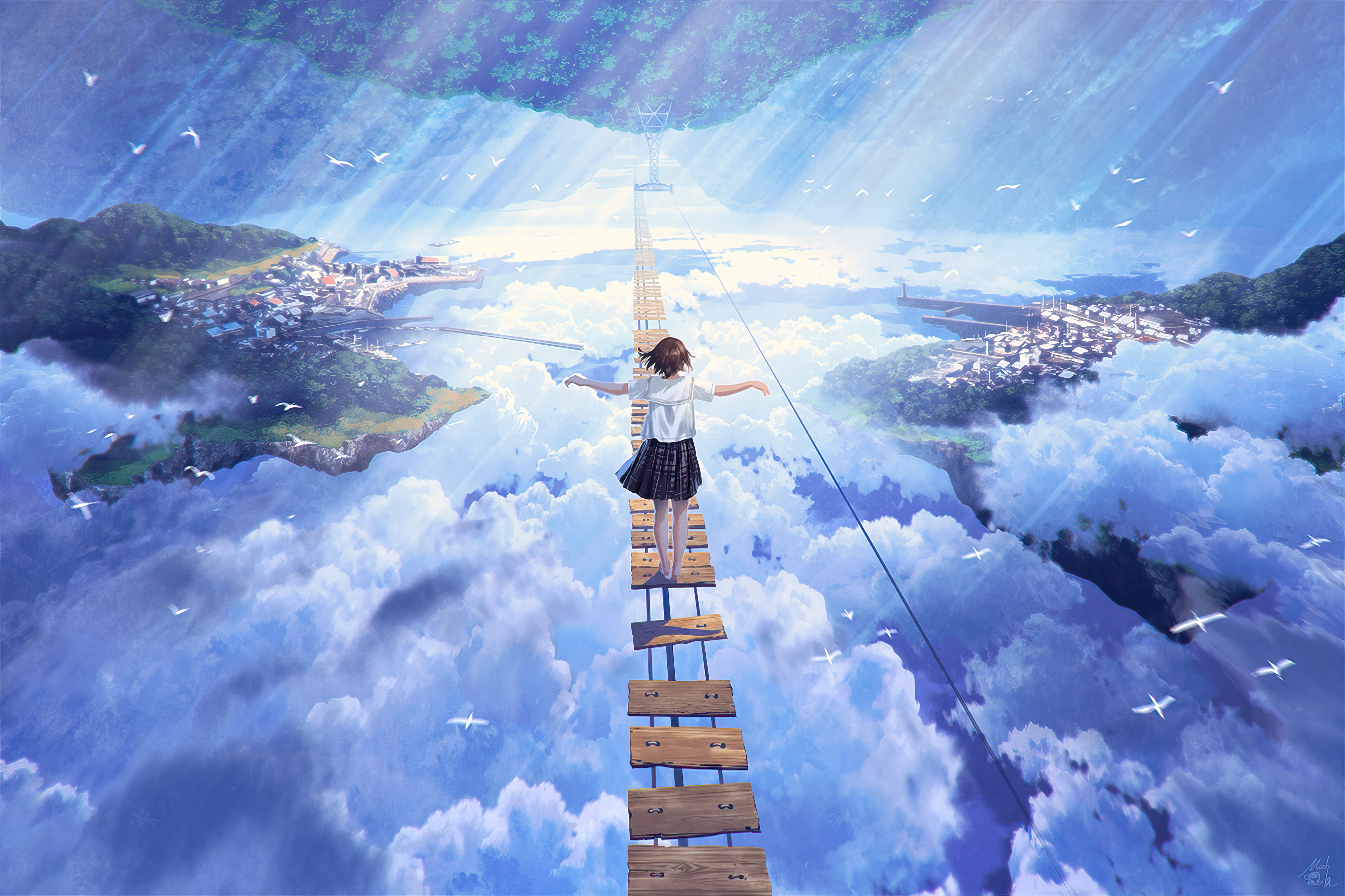 Anime Girl Walking On Dream Bridge 4k Hd Anime 4k Wallpapers Images