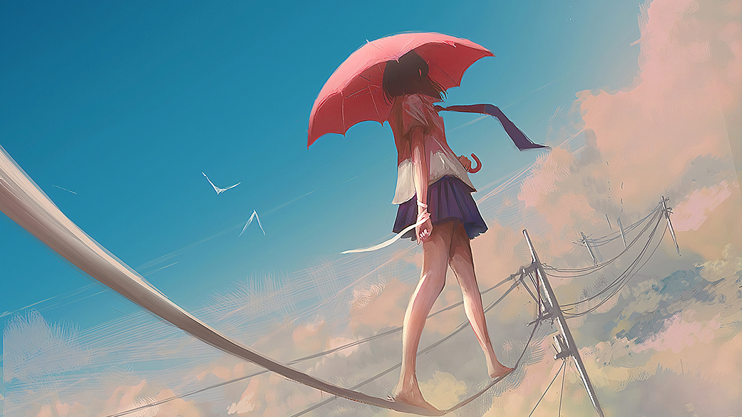 Anime Girl Walking On Power Line, HD Anime, 4k Wallpapers, Images,  Backgrounds, Photos and Pictures