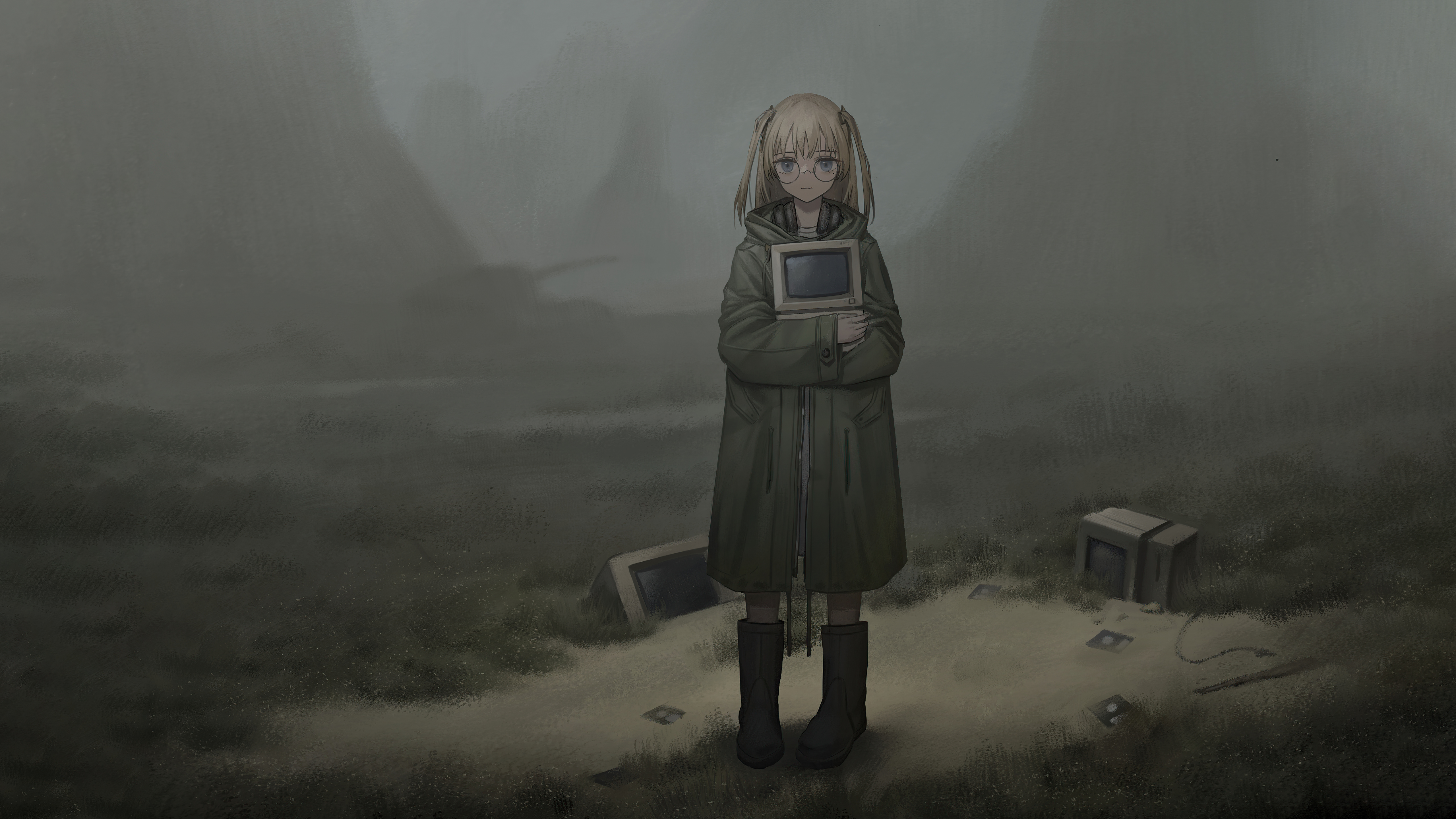 Anime Girl With Old Computer Desktop Walking 5k, HD Anime, 4k Wallpapers,  Images, Backgrounds, Photos and Pictures