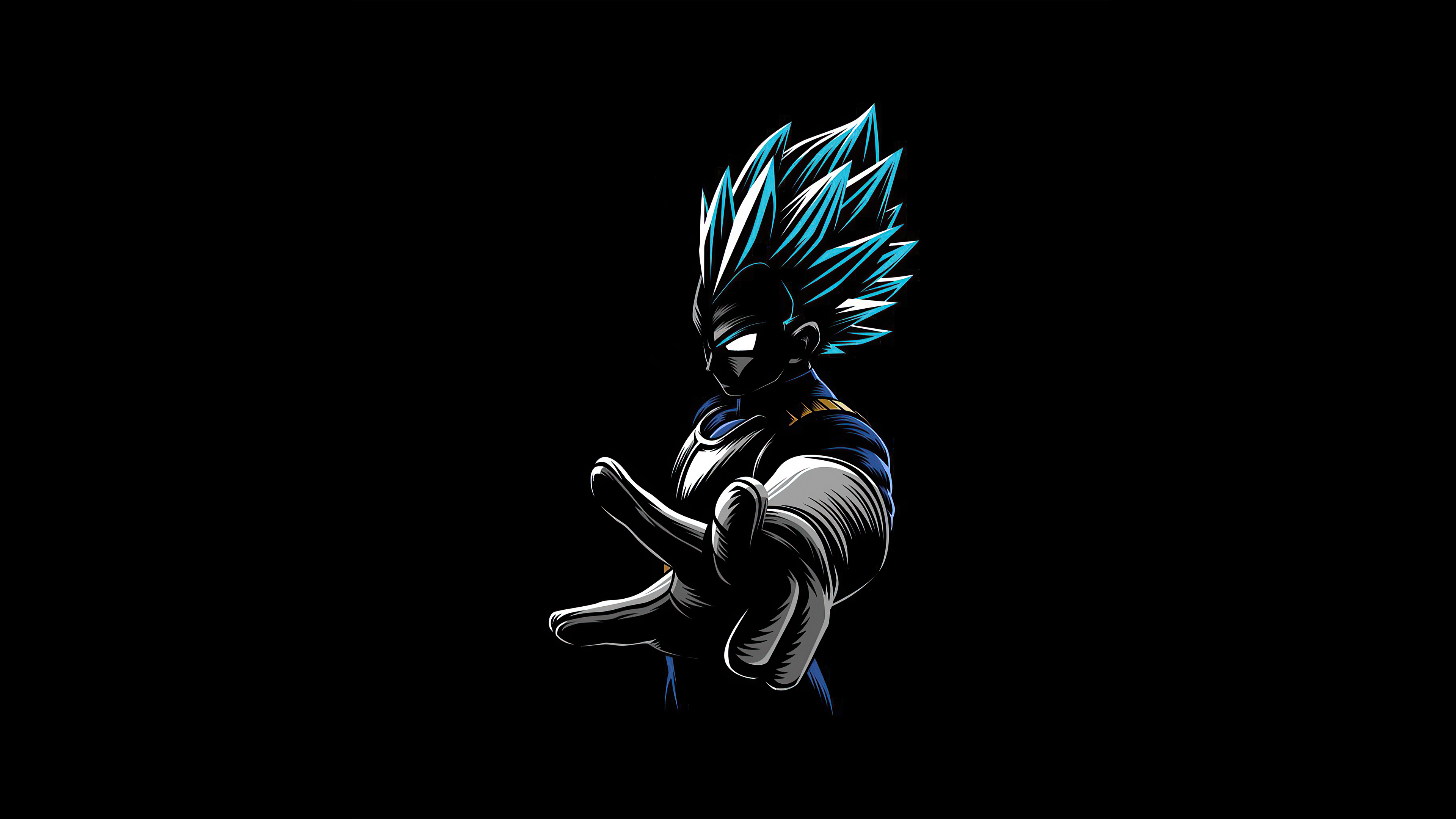 Goku Anime Boy Dark Art Black Background 4K HD Dragon Ball