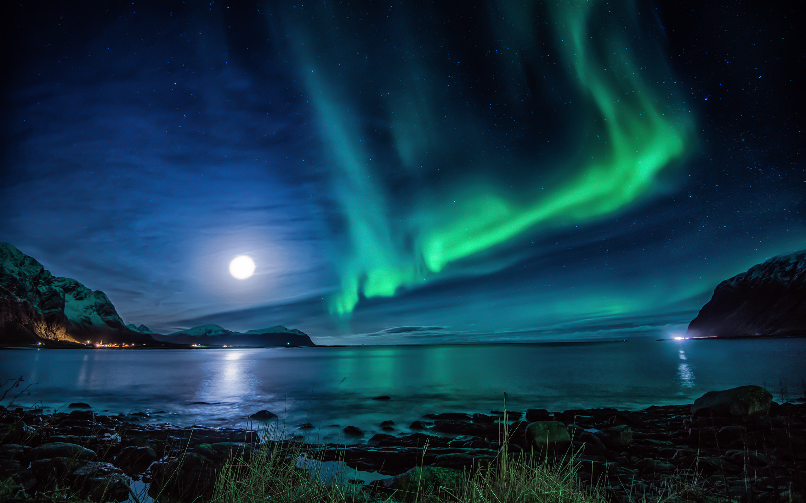 Aurora Borealis Moon Night Hd Nature 4k Wallpapers Images Backgrounds Photos And Pictures