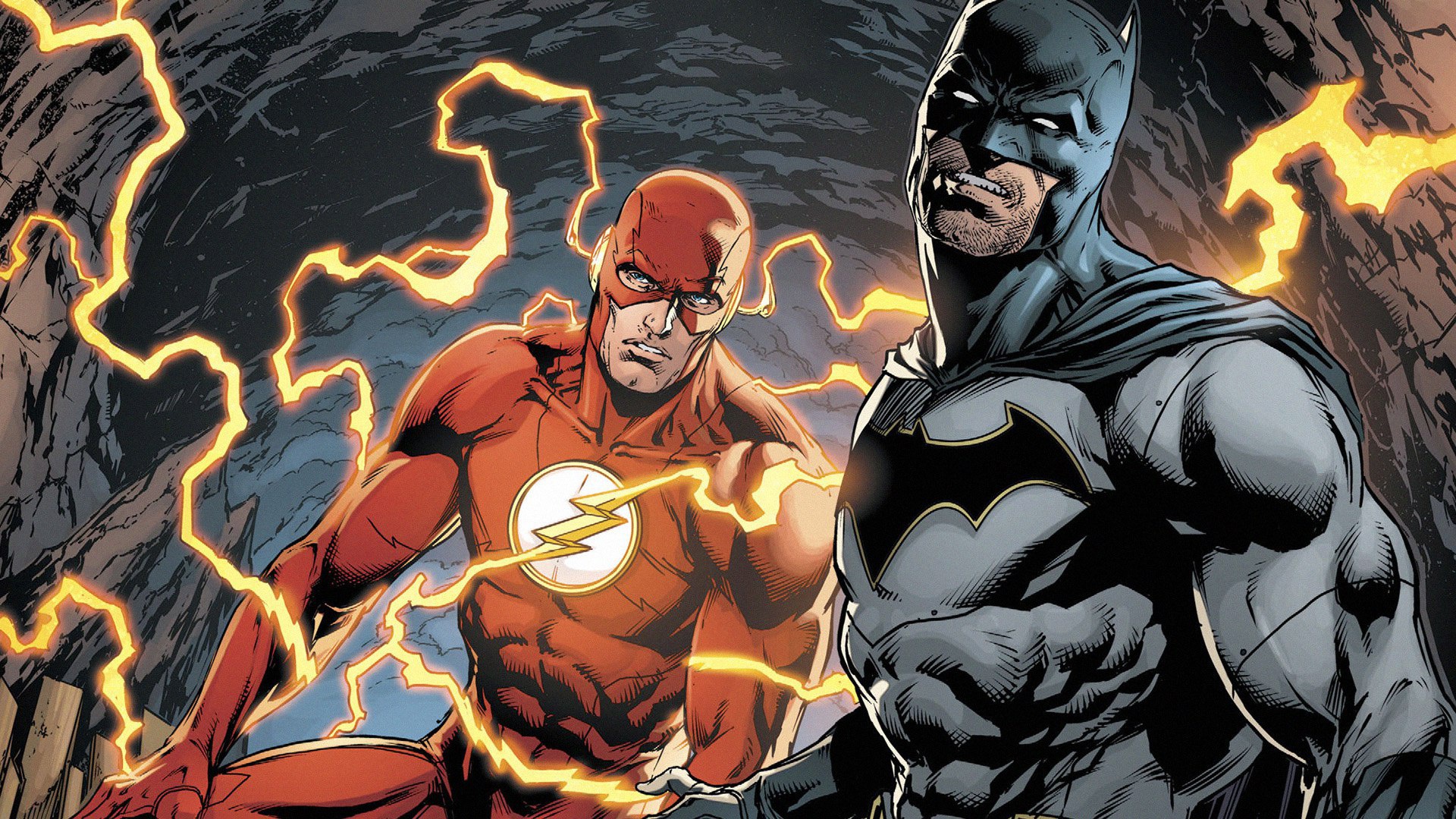 HD wallpaper: DC The Flash and Batman digital wallpaper, DC Comics, people