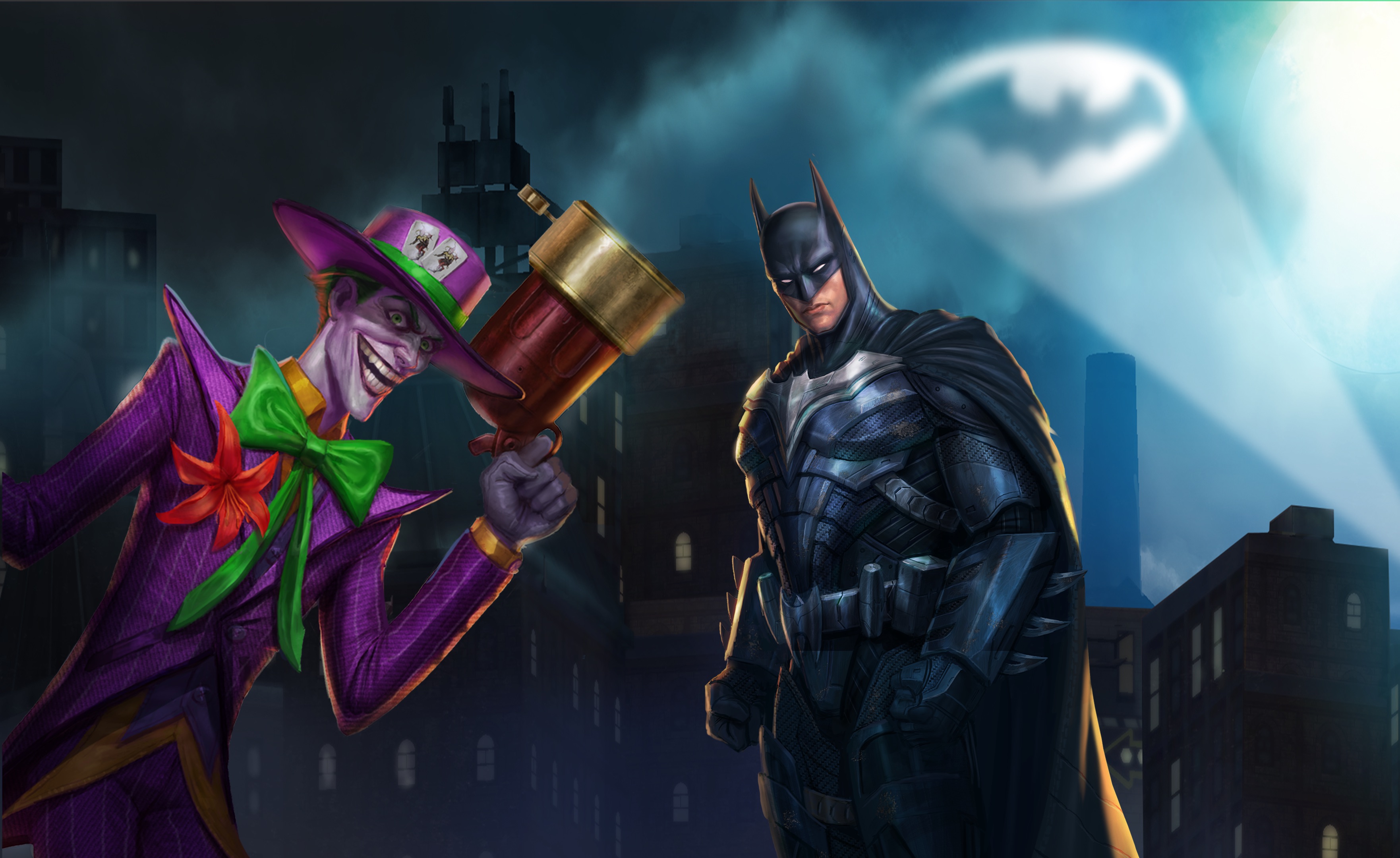 Download Batman Arkham City Batman Joker Face Off Wallpaper | Wallpapers.com