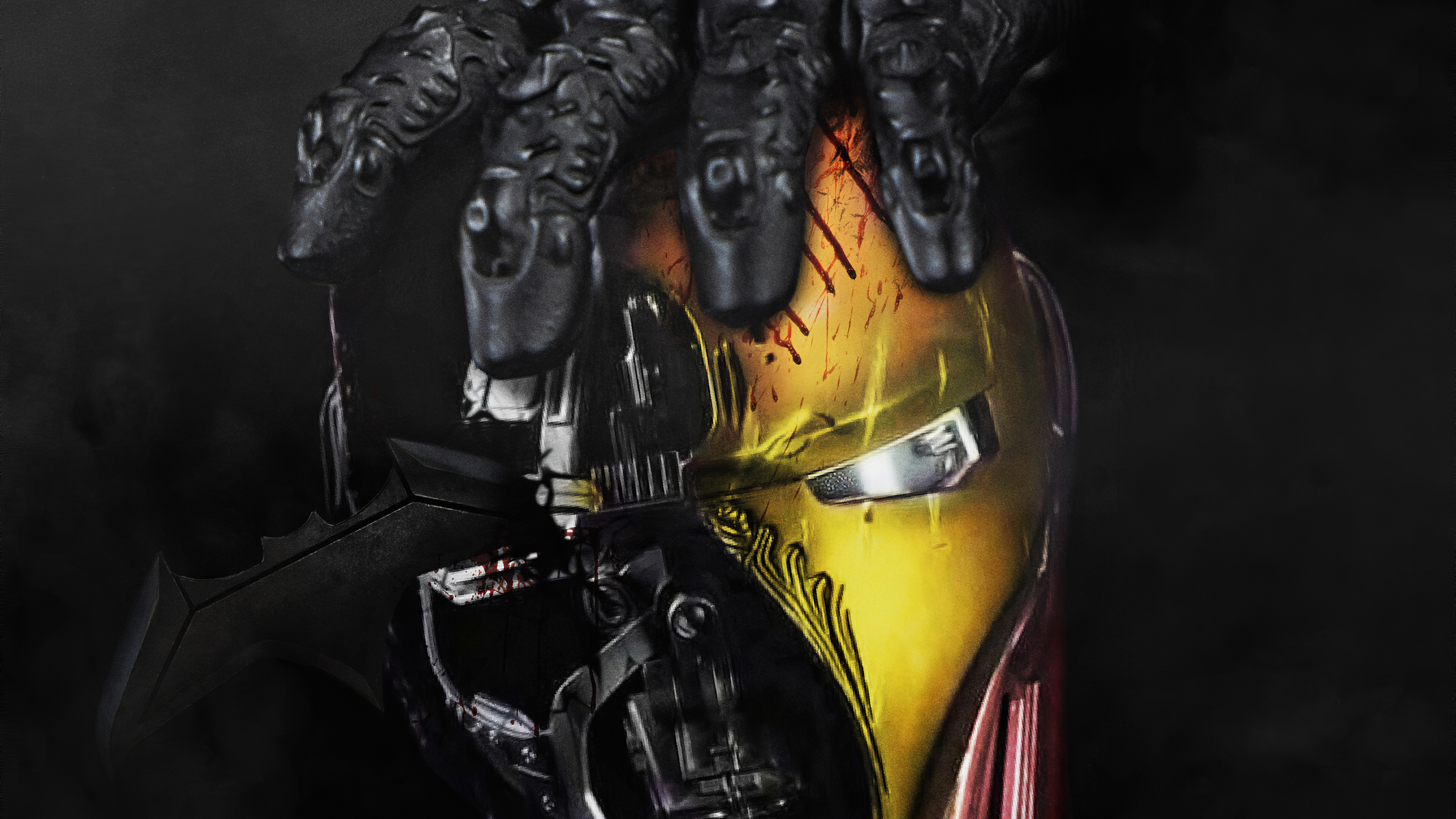 1366x768 Batman Hands Over Iron Man Mask 4k 1366x768 ...