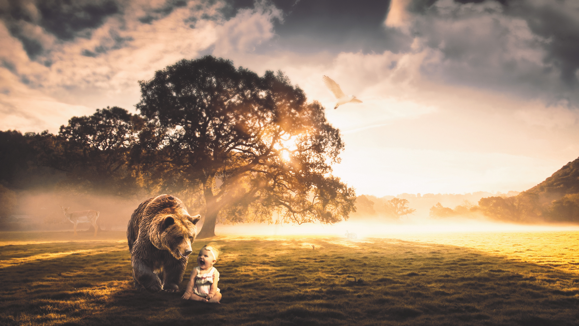 Bear With Child Fantasy Manipulation, HD Artist, 4k Wallpapers, Images,  Backgrounds, Photos and Pictures