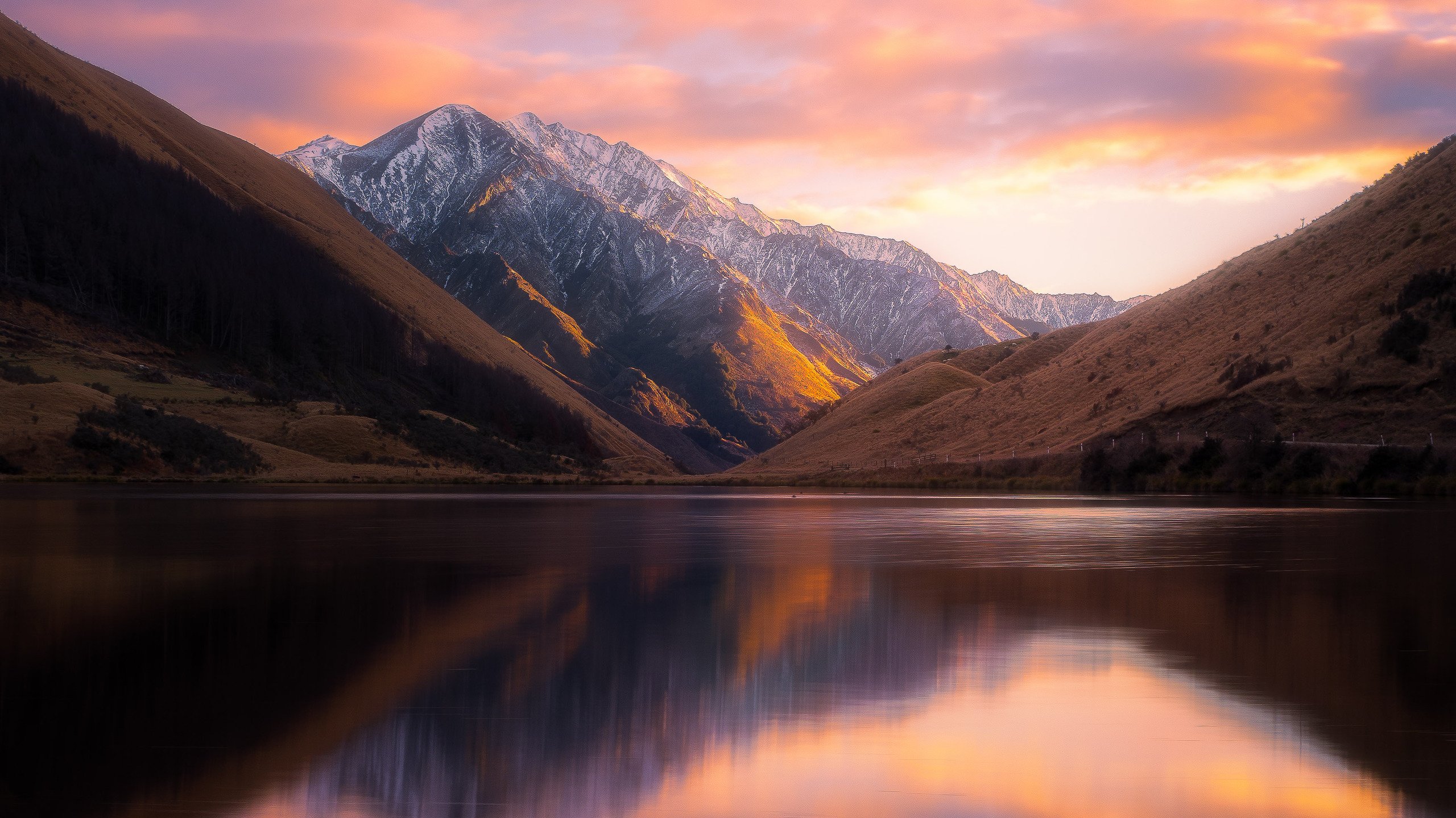 Beautiful Lake Reflection Mountains Landscape View, HD Nature, 4k