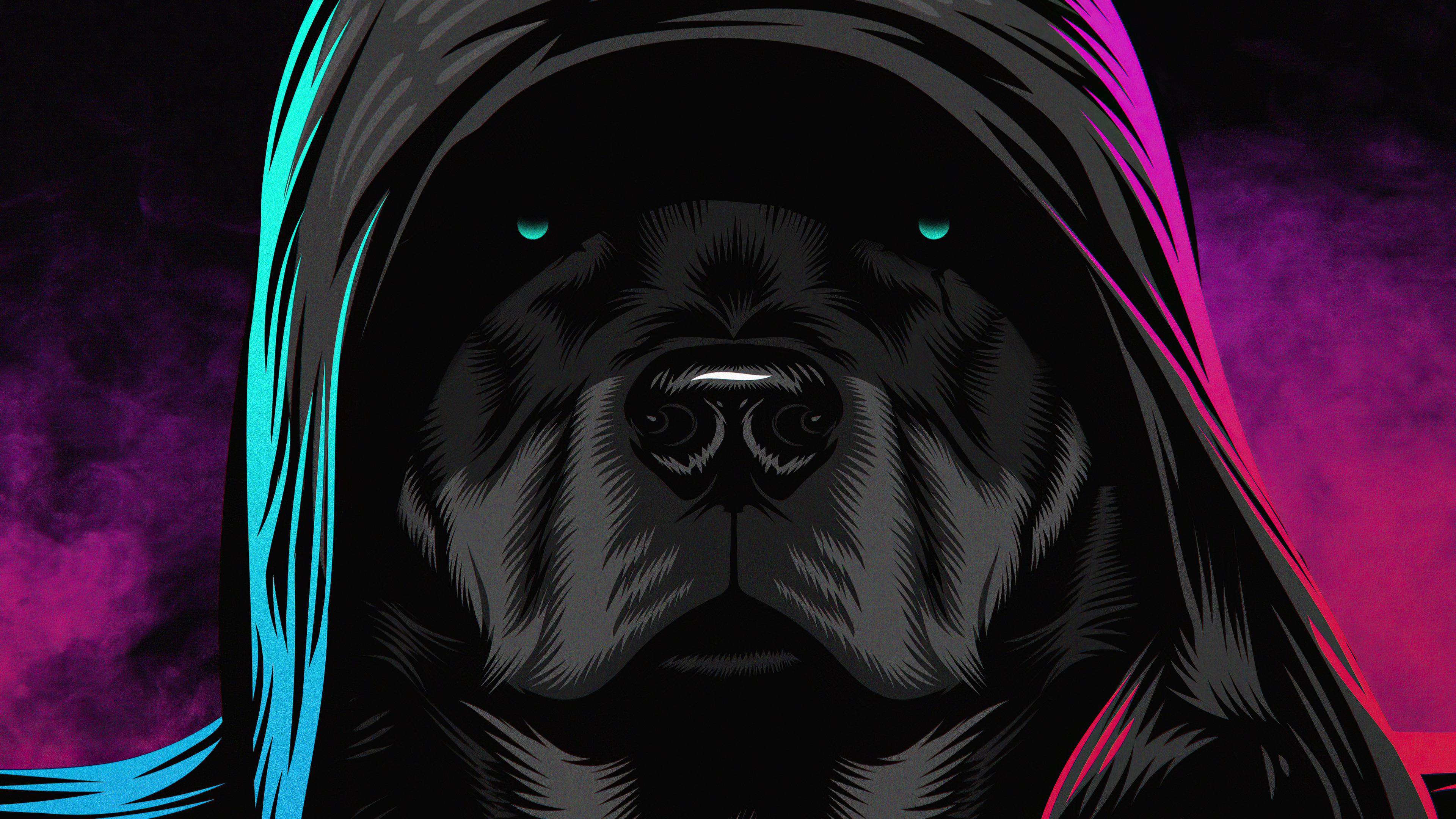 Black Dog Glowing Eyes 4k, HD Artist, 4k Wallpapers, Images