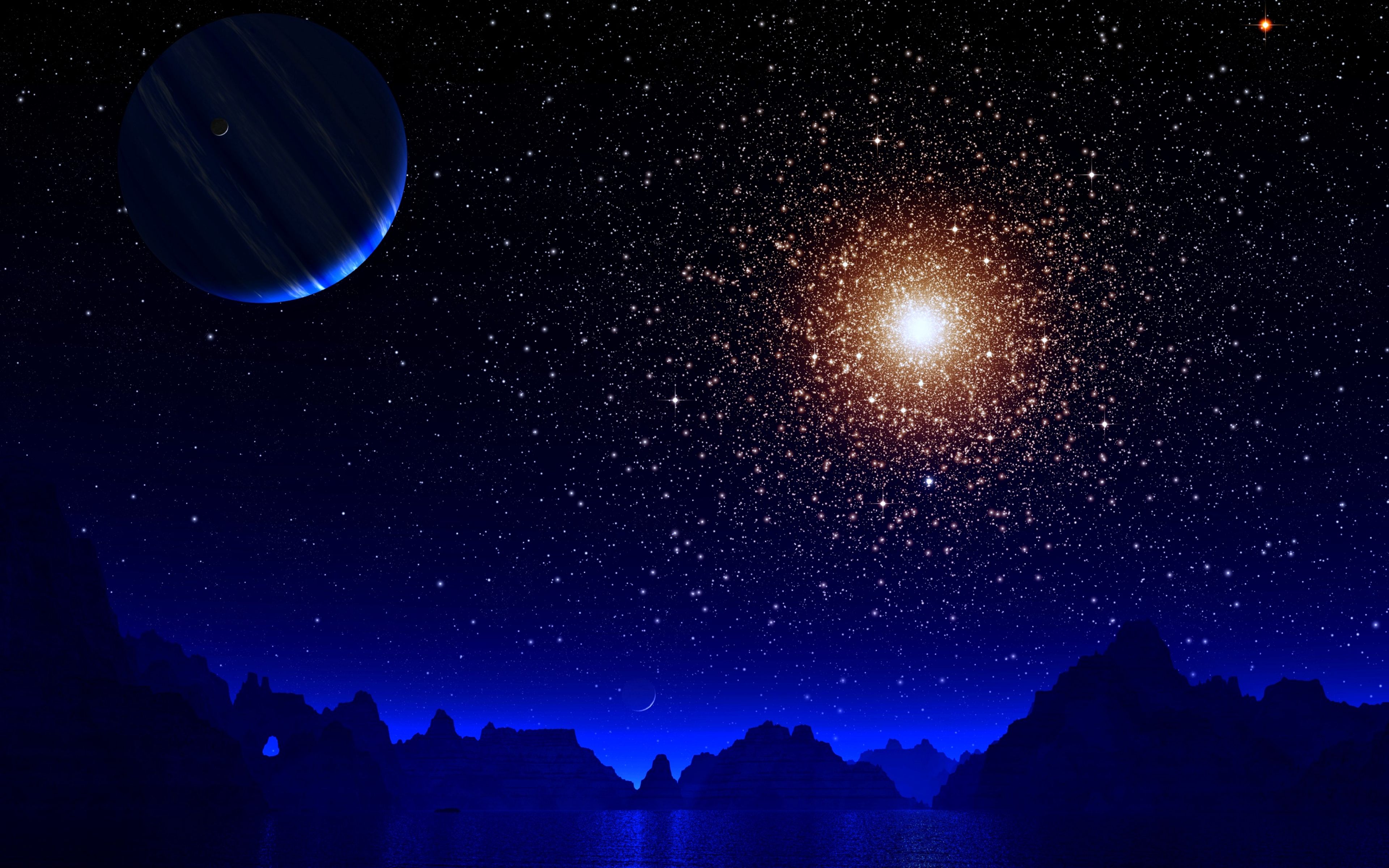 Blue Night Moon Stars Earth 4k Wallpaper,HD Digital Universe Wallpapers