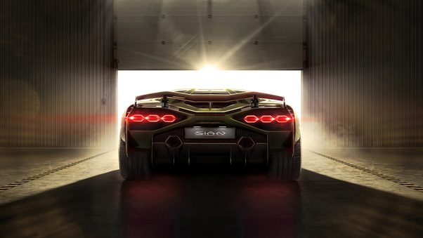 2019 Lamborghini Sian 8k Rear Wallpaper