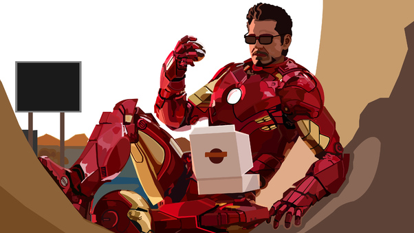 2020 Iron Man Eating Donuts Wallpaper