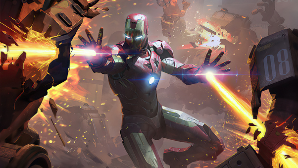 2020 Iron Man Fire Blaster 4k Wallpaper