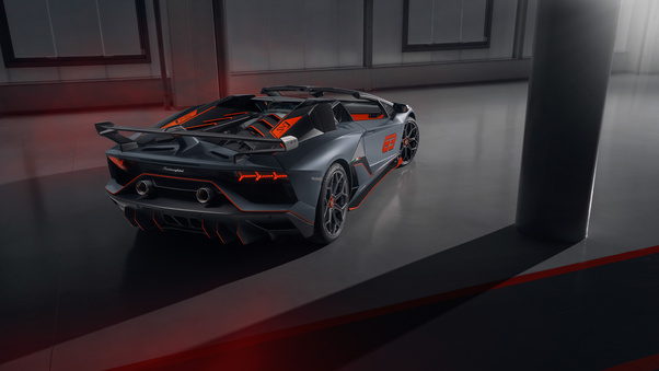 2020 Lamborghini Aventador SVJ 63 Roadster Rear View 8k Wallpaper