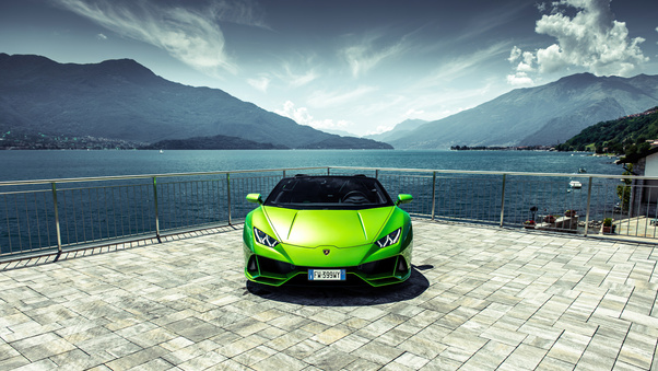 2021 Green Lamborghini Huracan Evo Spyder Front 4k Wallpaper