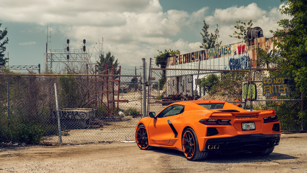 2022 Forgiato Coast 2 Coast Orange C8 Corvette Miami 8k Wallpaper