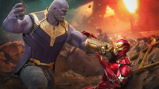 4k Iron Man Vs Thanos Wallpaper