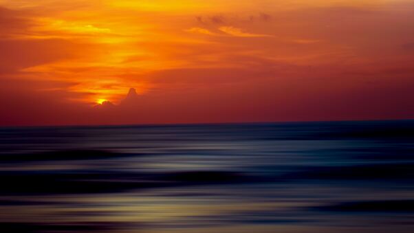 5k Ocean Sunset Ripple Effect Wallpaper