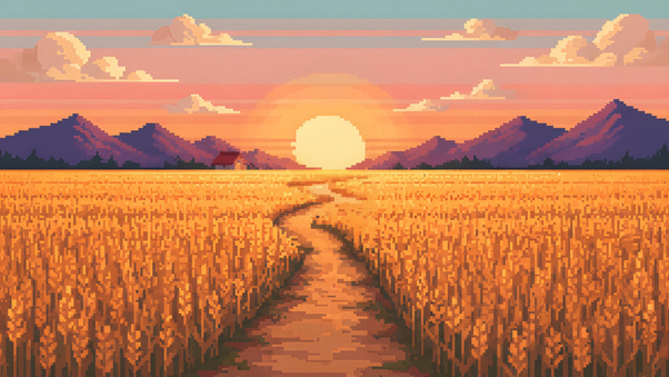 8 Bit Wheat Field Horizon (1280x720) Resolution Wallpaper