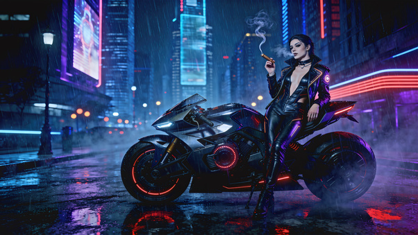 A Cyberpunk Queen In The Rain (3000x2000) Resolution Wallpaper