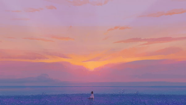 A Lone Girl In The Landscape Wallpaper