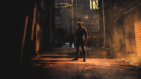 A Night With Daredevil In The Dark Cityscape Wallpaper