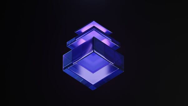 A Purple 3d Cube On A Black Background Wallpaper