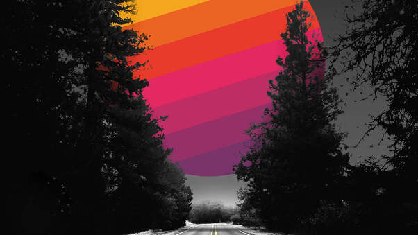 Adventure Road Abstract Colorful Sun Wallpaper