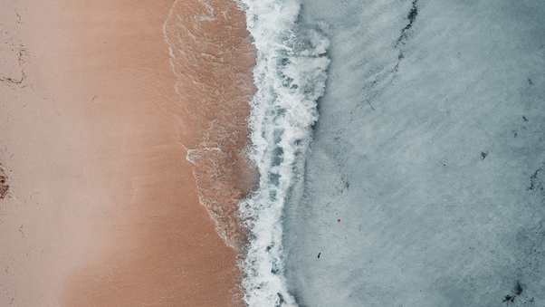 Aerial Beach Waves At Sea Shore Wallpaper
