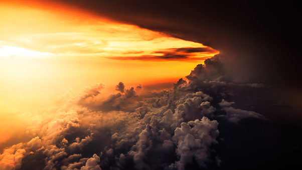Aerial Cloud Horizon Sunset Wallpaper