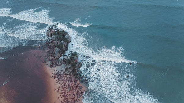 Aerial Shot Of Beach Seashore 4k Wallpaper